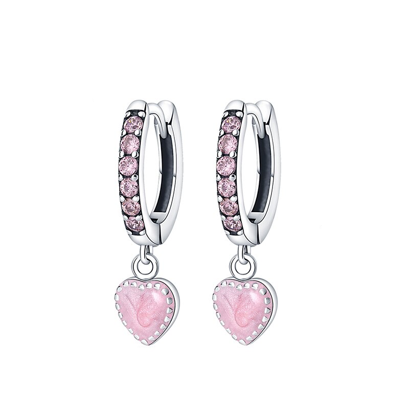 Onnat Pink Heart Earring - 925 Silver