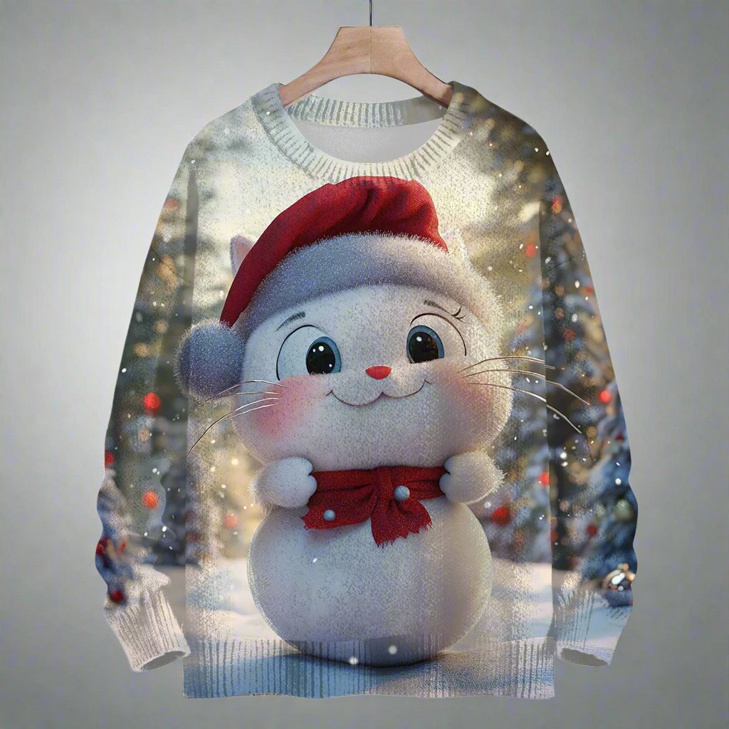 Frosty SnowCat Holiday Sweater