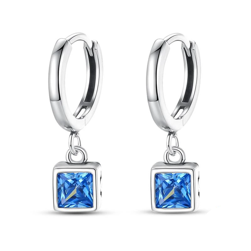 Onnat Blue Square Earring - 925 Silver