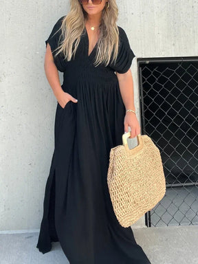 Denise Onnat - Maxi langes Kleid mit V-Hals 