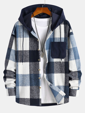 Onnat plaid shirt with corduroy hood