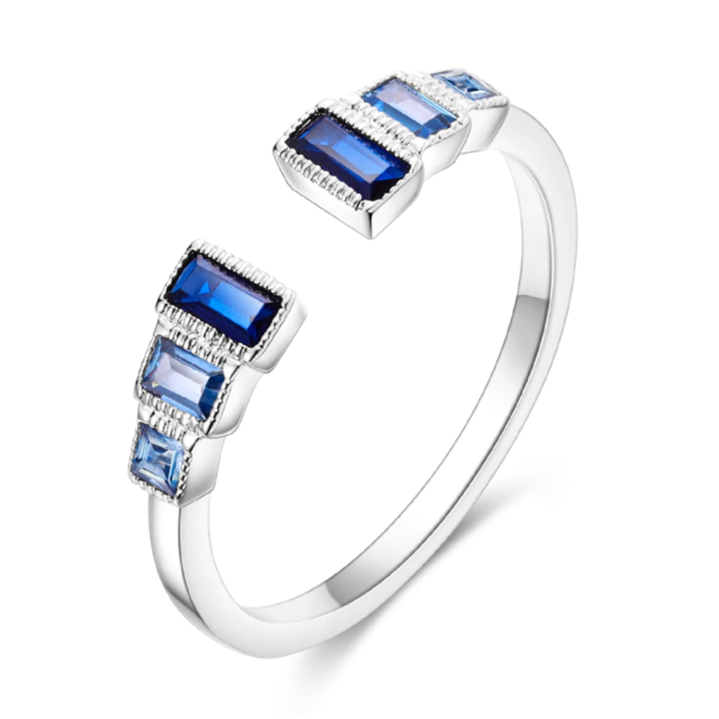 Onnat Blue Adjustable Ring - 925 Silver