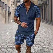 Camouflage Polo Shirt And Shorts Co-Ord