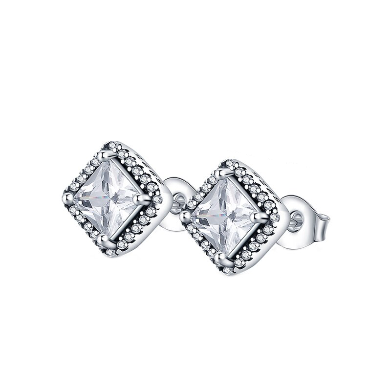 Onnat Square Studded Earring - 925 Silver