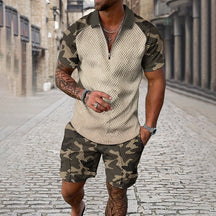 Camisa Polo Camuflada e Shorts Co-Ord