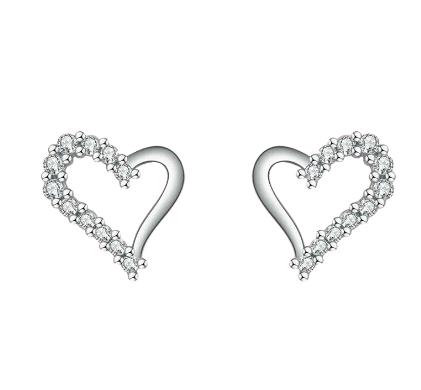 Onnat Studded Heart Earring - 925 Silver