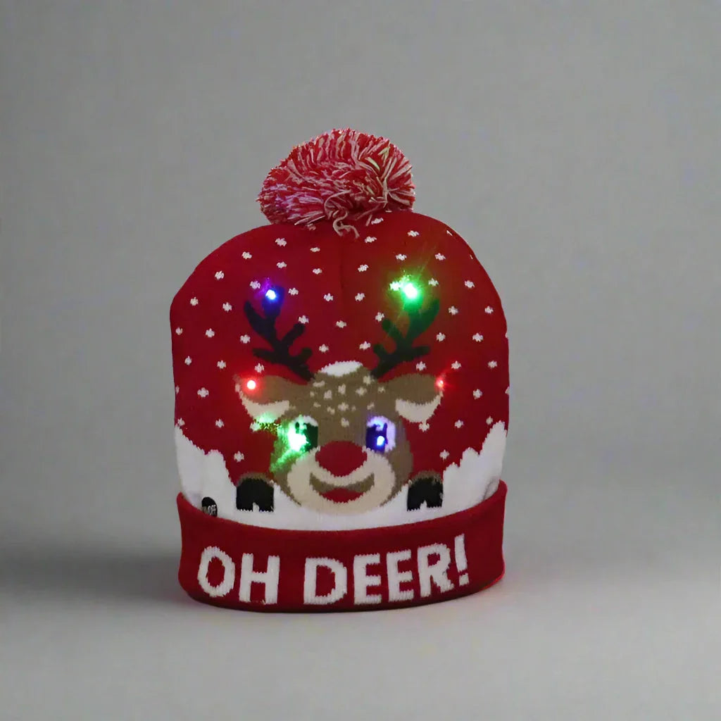 Light Up Christmas Beanie- Oh Deer!