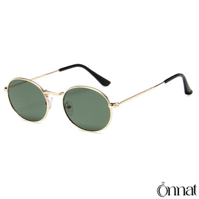 Retro Glasses Honey Gold | Green Sunglasses