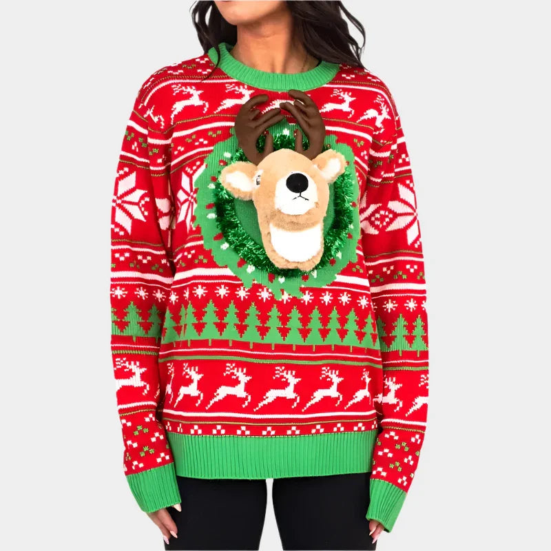 Reindeer Wreath Christmas Sweater