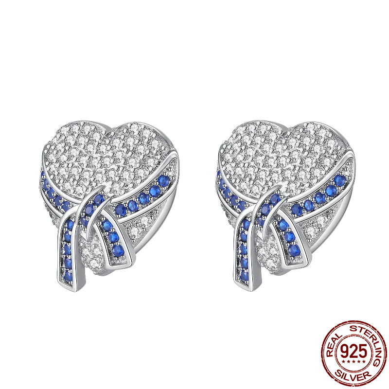 Heart Earring With Zirconia Stones P Onnat- Silver 925