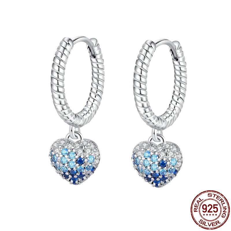 Blue Heart Studded Earring P Onnat - Silver 925