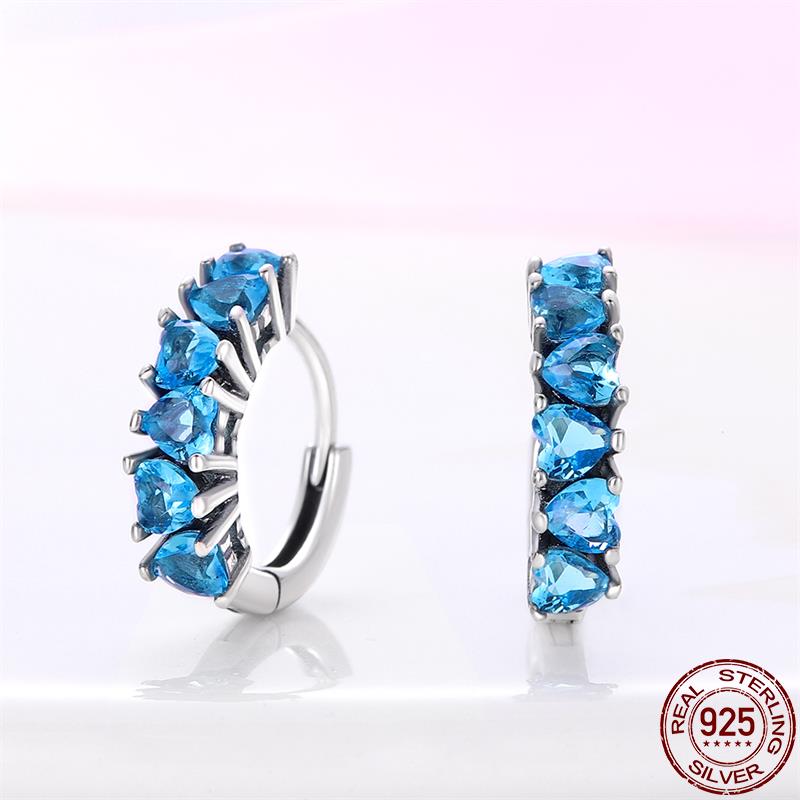 Onnat Studded Blue Heart Earring - 925 Silver