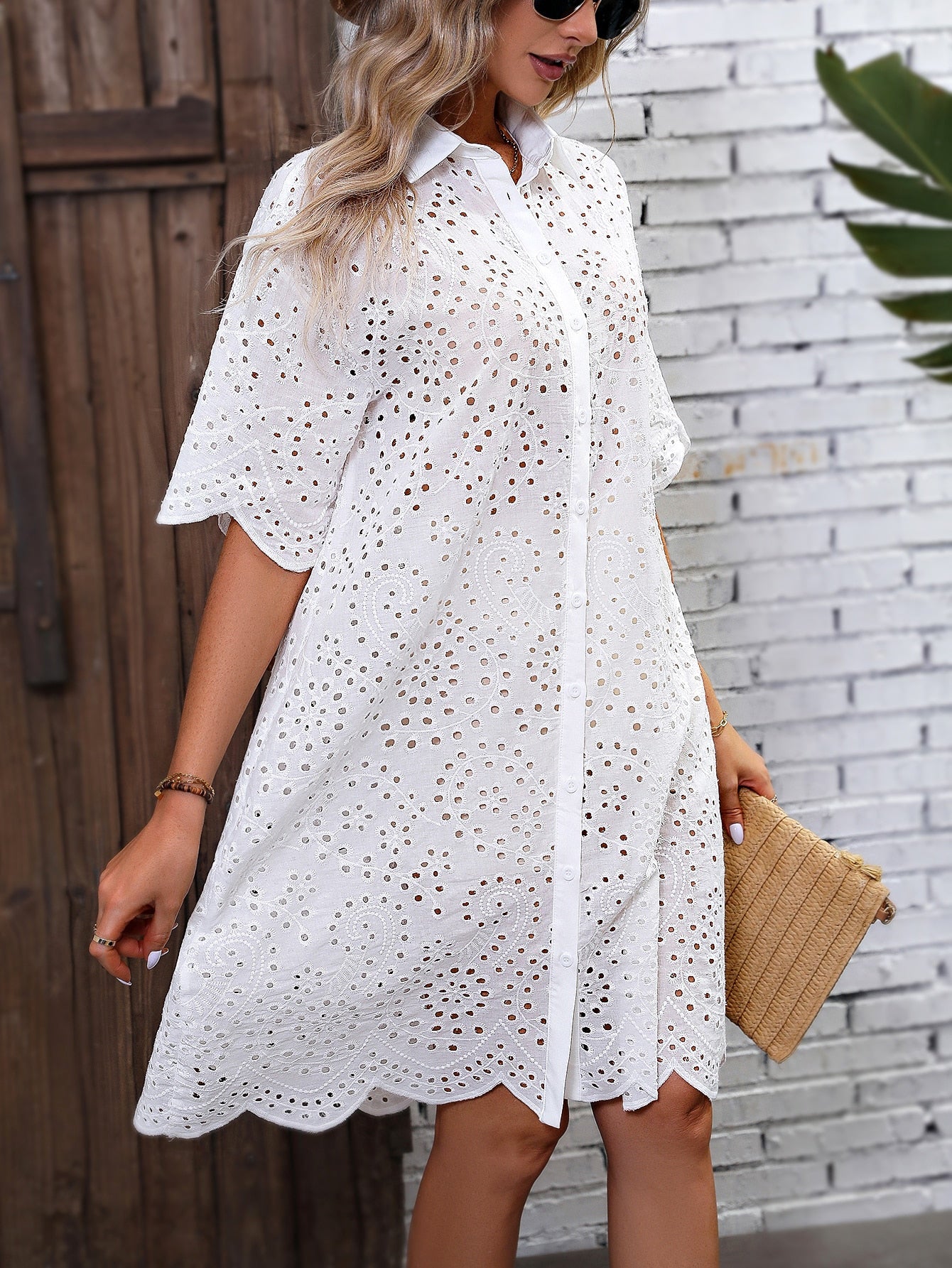 Embroidery Drop Shoulder Dress Adelyn