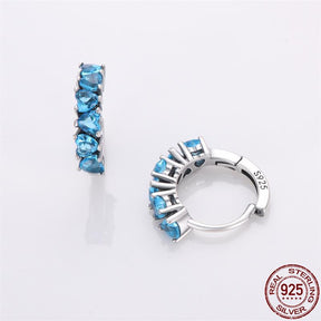 Onnat Studded Blue Heart Earring - 925 Silver