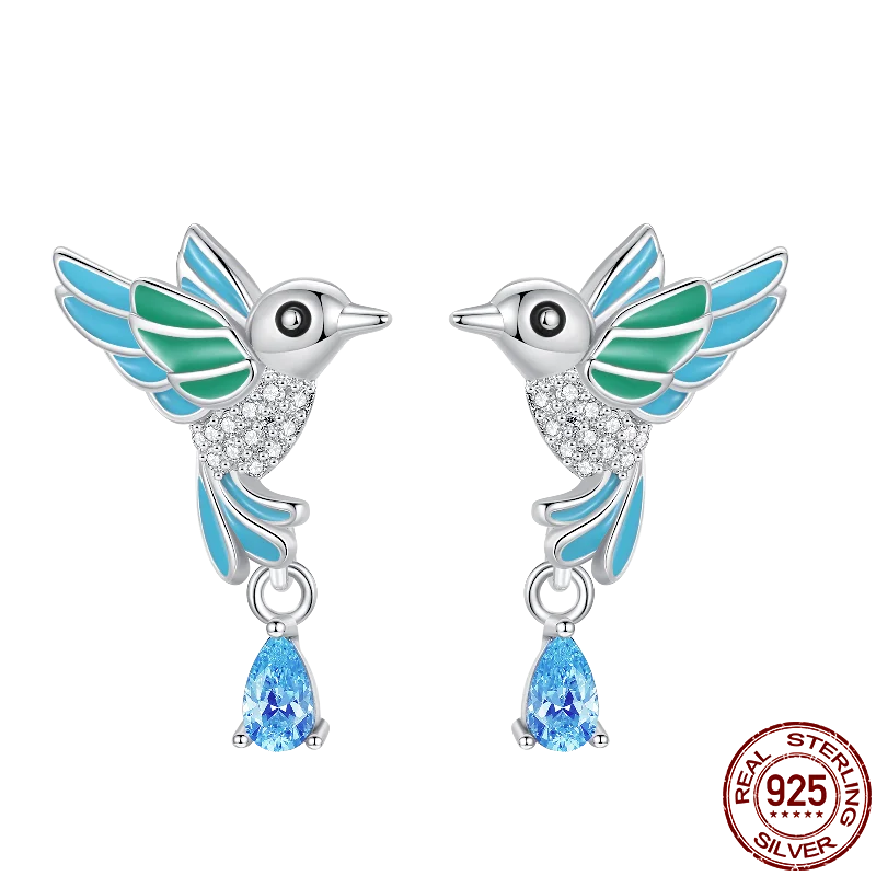 Onnat Studded Hummingbird Earring - 925 Silver