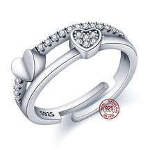 Onnat Studded Heart Adjustable Ring - 925 Silver