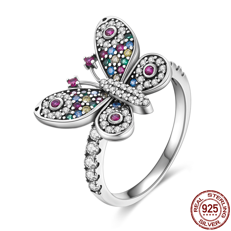 Luxury Onnat Studded Butterfly Ring - 925 Silver