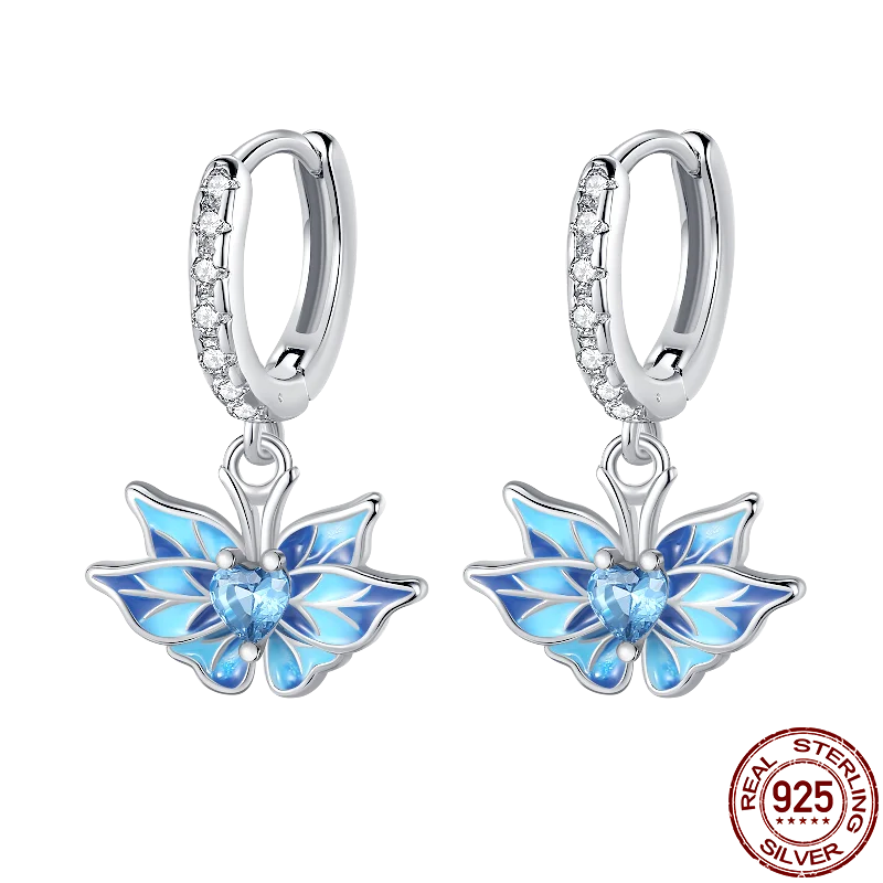 Blue Butterfly Wings Earring P Onnat - Silver 925