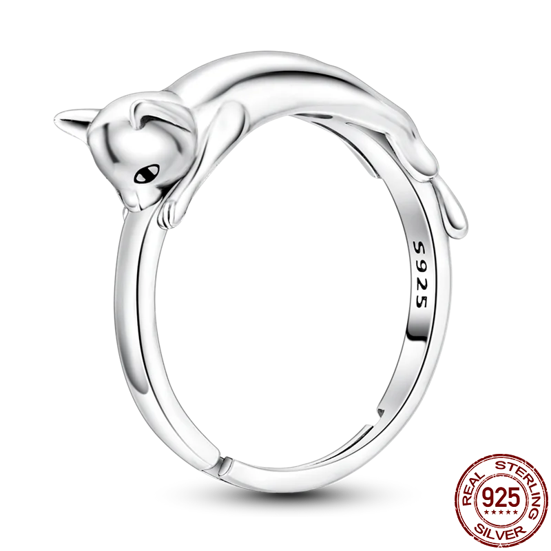 Onnat Kitten Adjustable Ring - 925 Silver