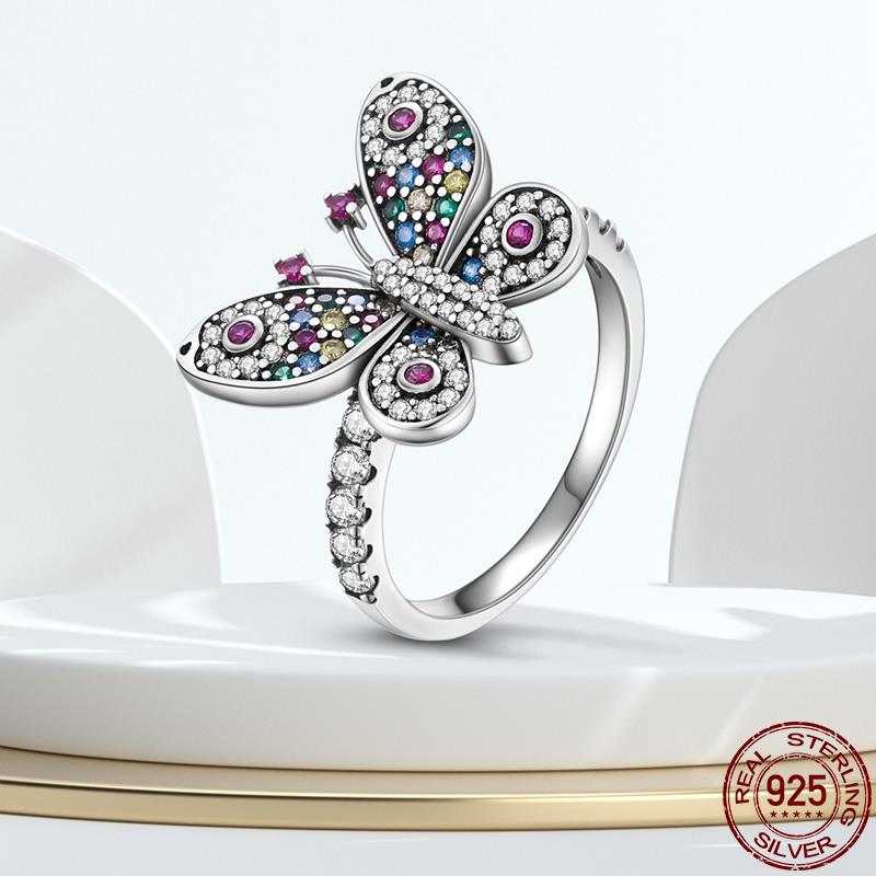 Luxury Onnat Studded Butterfly Ring - 925 Silver