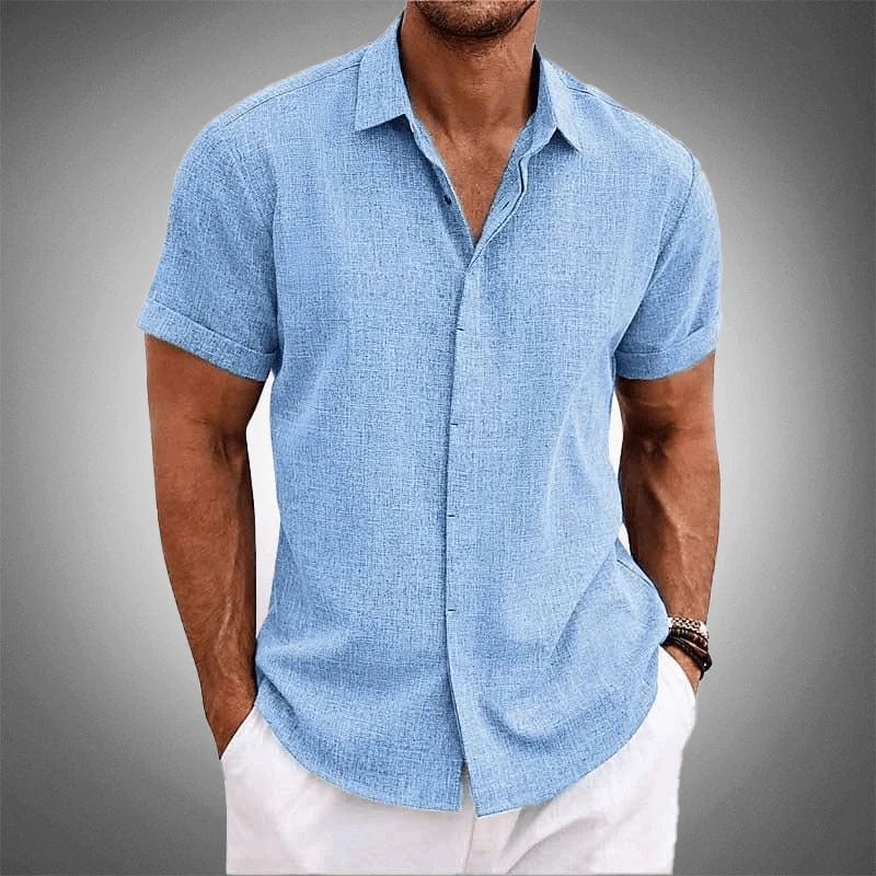 Coastal Breeze Short-Sleeve Linen Shirt