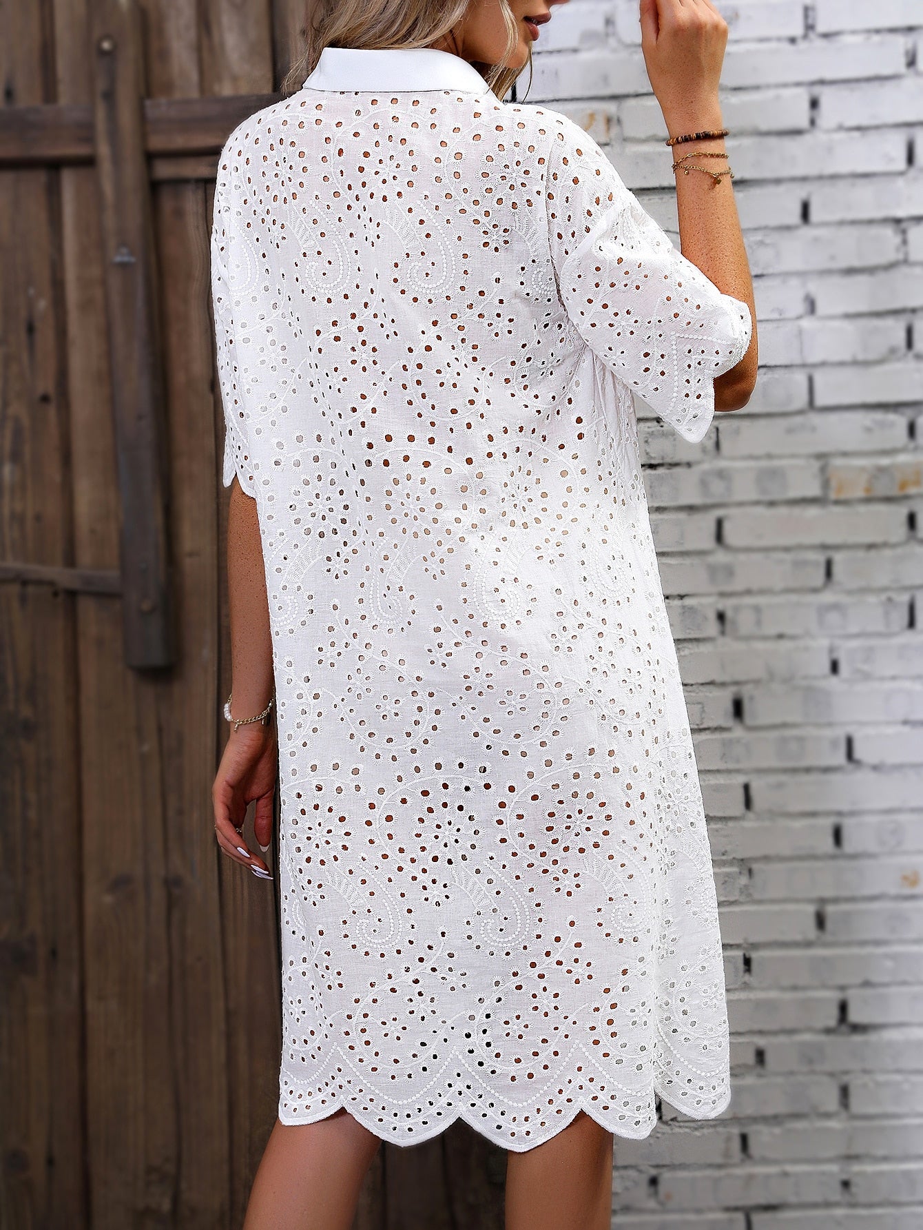 Embroidery Drop Shoulder Dress Adelyn