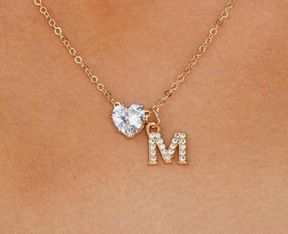 Anna Necklace - Personalized letter with diamond heart