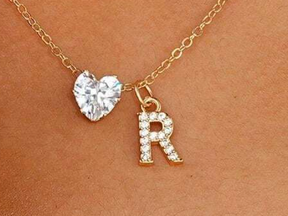 Anna Necklace - Personalized letter with diamond heart