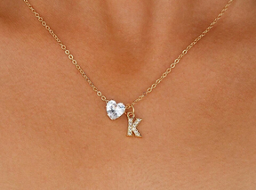 Anna Necklace - Personalized letter with diamond heart