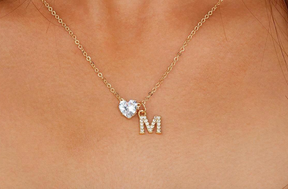 Anna Necklace - Personalized letter with diamond heart