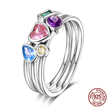 Heart Ring Colors Stones Onnat - 925 Silver