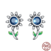 Blue Stone Flower Earring P Onnat - Silver 925