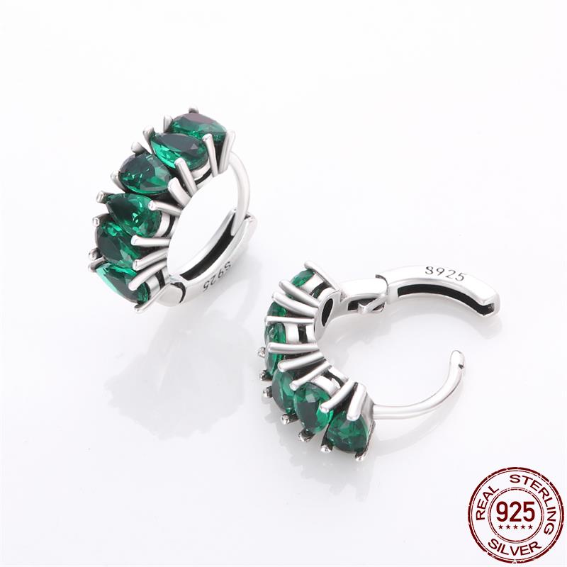 Onnat Studded Green Drop Earring - 925 Silver