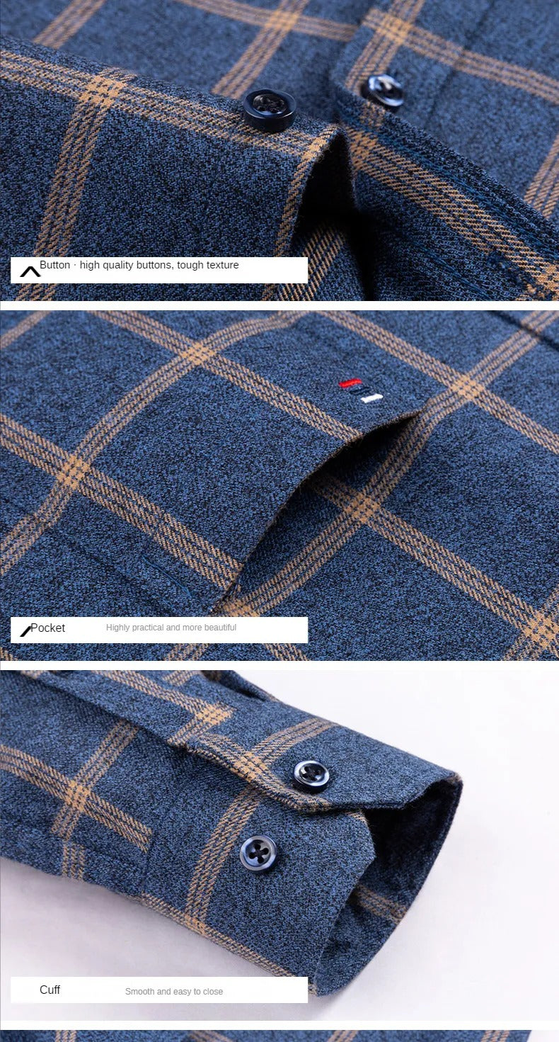 Heritage Plaid – Camisa de algodão clássica masculina 