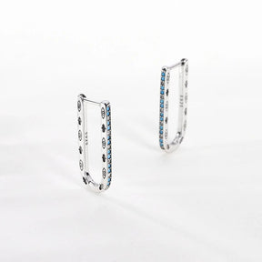 M Onnat Blue Rectangular Hoop Earring- Silver 925