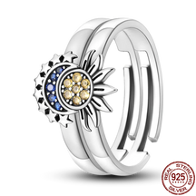 Onnat Double Adjustable Sun and Moon Ring - 925 Silver