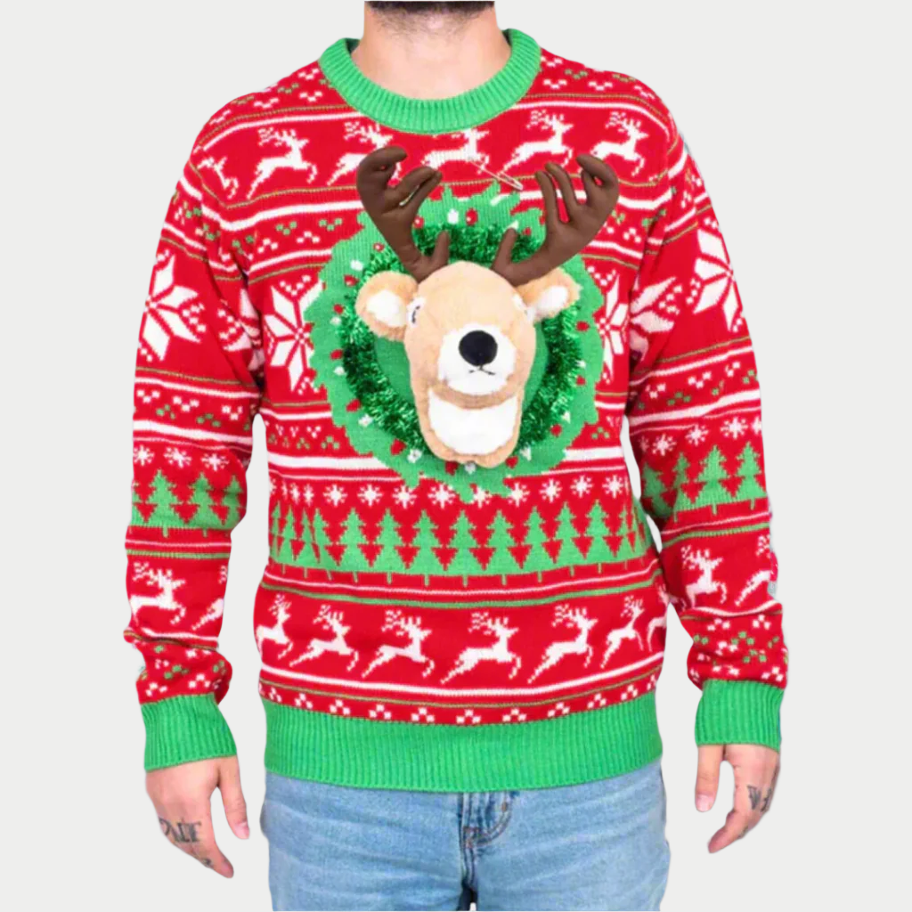 Reindeer Wreath Christmas Sweater