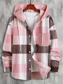 Onnat plaid shirt with corduroy hood