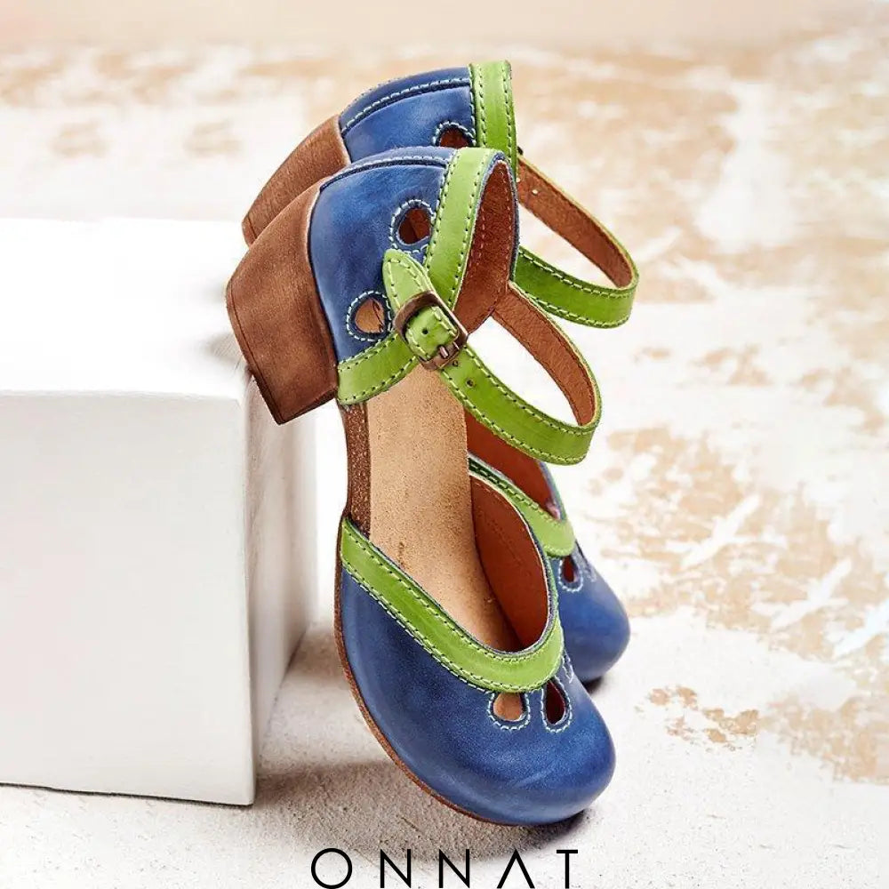 Amalia™ - Comfortabele Sandalen Met Lage Hak Blauw / 34