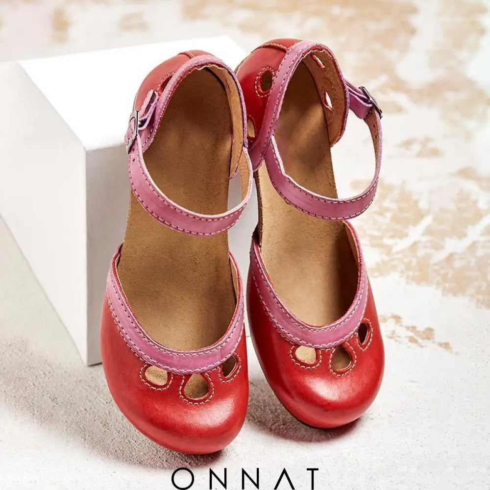 Amalia™ - Comfortabele Sandalen Met Lage Hak Rood / 34