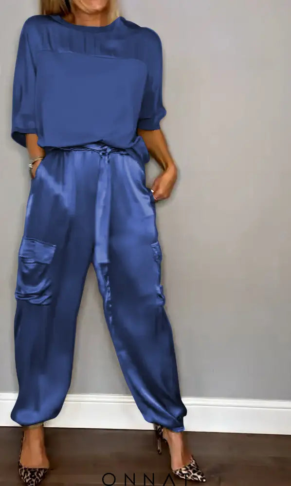 Amy Onnat - Stijlvolle Casual Set Blauw / S Women’s Sets