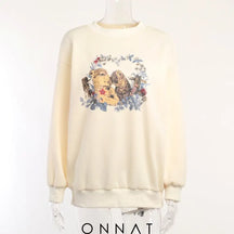 Animal Cartoon Printed Sweatshirt Apricot / S Sweaters & Cardigans