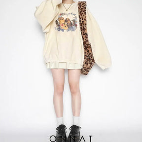 Animal Cartoon Printed Sweatshirt Sweaters & Cardigans