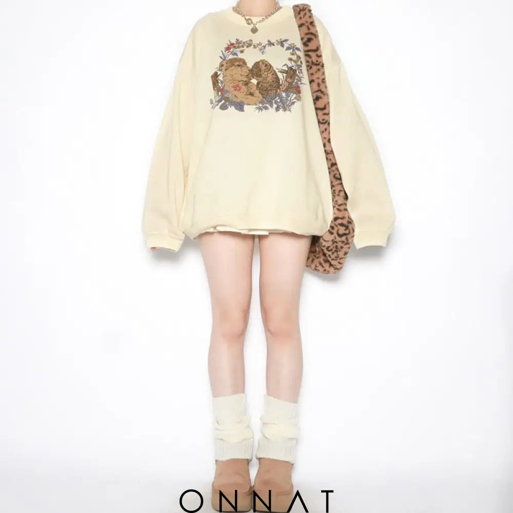 Animal Cartoon Printed Sweatshirt Sweaters & Cardigans