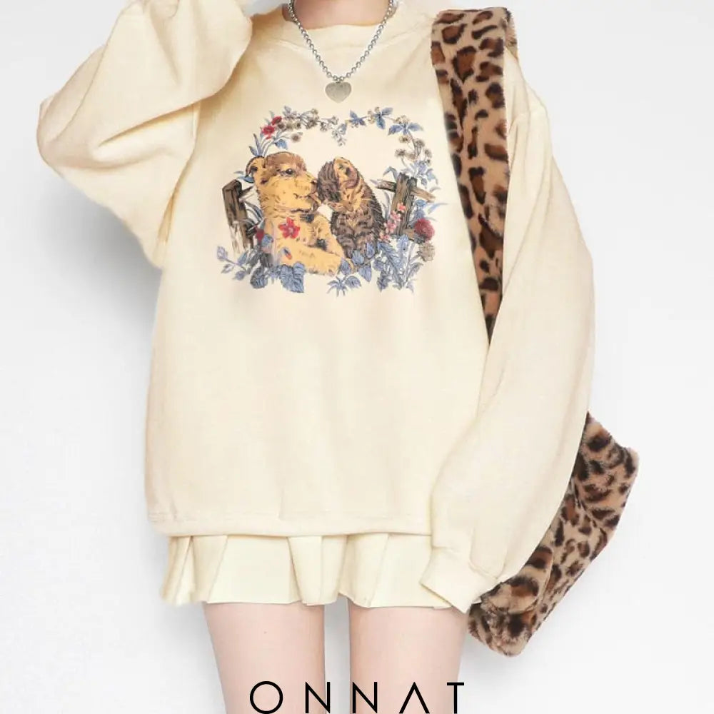 Animal Cartoon Printed Sweatshirt Sweaters & Cardigans