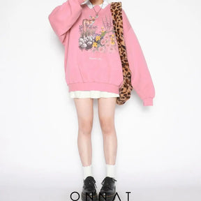 Animal Cartoon Printed Sweatshirt Sweaters & Cardigans