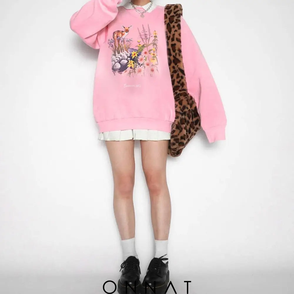 Animal Cartoon Printed Sweatshirt Sweaters & Cardigans