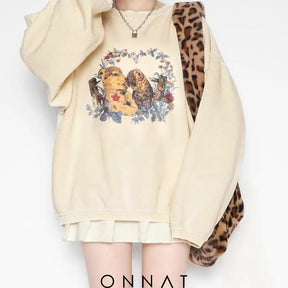 Animal Cartoon Printed Sweatshirt Sweaters & Cardigans