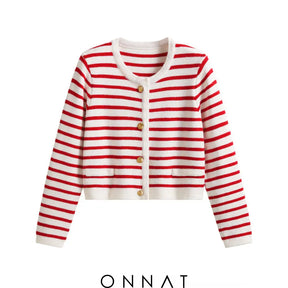 Aubrey Striped Sweater Red / One Size Sweaters & Cardigans