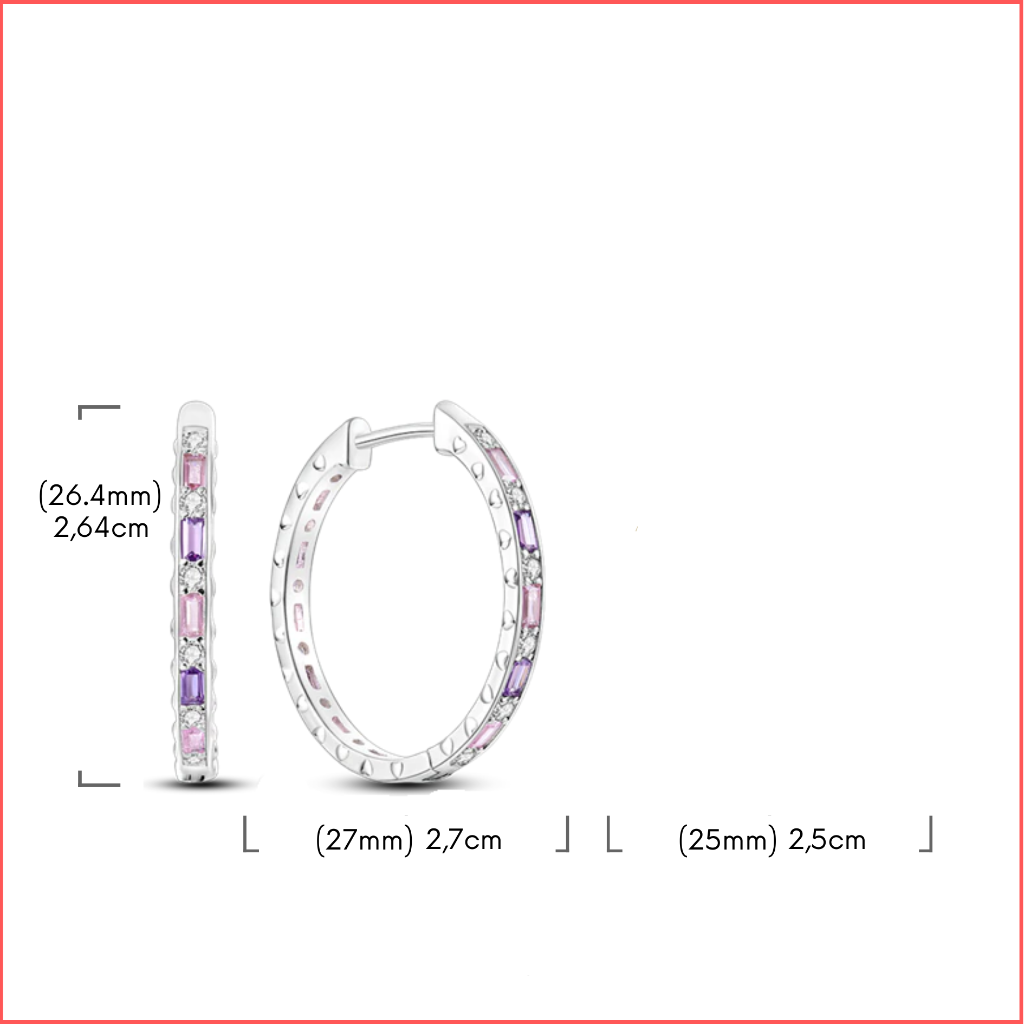 Onnat Pink Stones Earring - 925 Silver